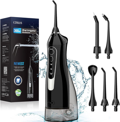 Water Dental Flosser Teeth Pick: Portable Cordless Oral Irrigator 300ML Rechargeable Travel Irrigation Cleaner IPX7 Waterproof Electric Waterflosser Flossing Machine for Teeth Cleaning F5020E