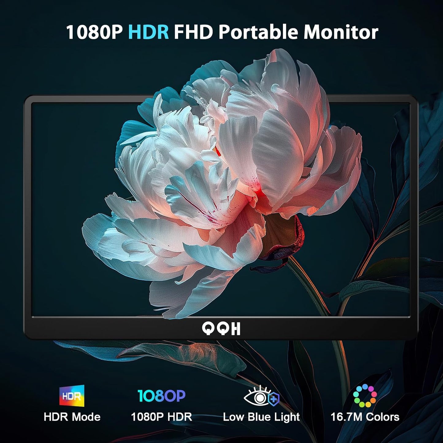 QQH Portable Monitor, 15.6" 1080P FHD Portable Monitor for Laptop, Plug & Play HDR IPS Second Screen with Kickstand, USB C HDMI External Monitor Display for Computer Phone PC PS4 PS5 Xbox Switch(Z1-9)