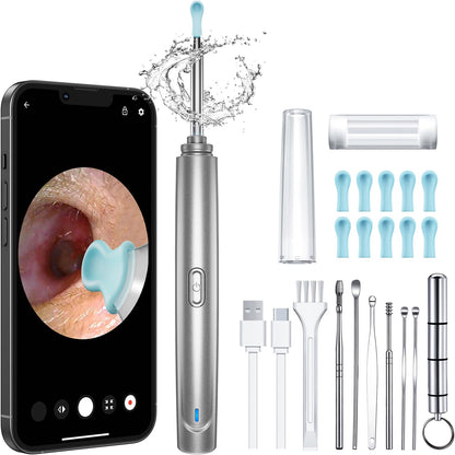 Ear Wax Removal Tool, Ear Cleaner with Camera, 1296P HD Camera and 6 LED Lights, Ear Cleaning kit with 10 Ear Pick Tips, Ear Wax Removal Kit for iOS and Android (Black)