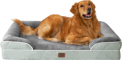 EHEYCIGA Orthopedic Dog Beds for Extra Large Dogs, Waterproof Memory Foam XL Dog Bed with Sides, Non-Slip Bottom and Egg-Crate Foam Big Dog Couch Bed with Washable Removable Cover, Grey