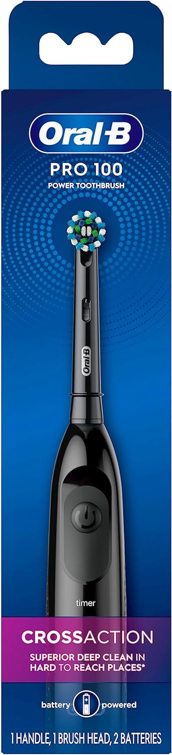 Oral-B Pro 100 CrossAction, Battery Powered Electric Toothbrush, Black