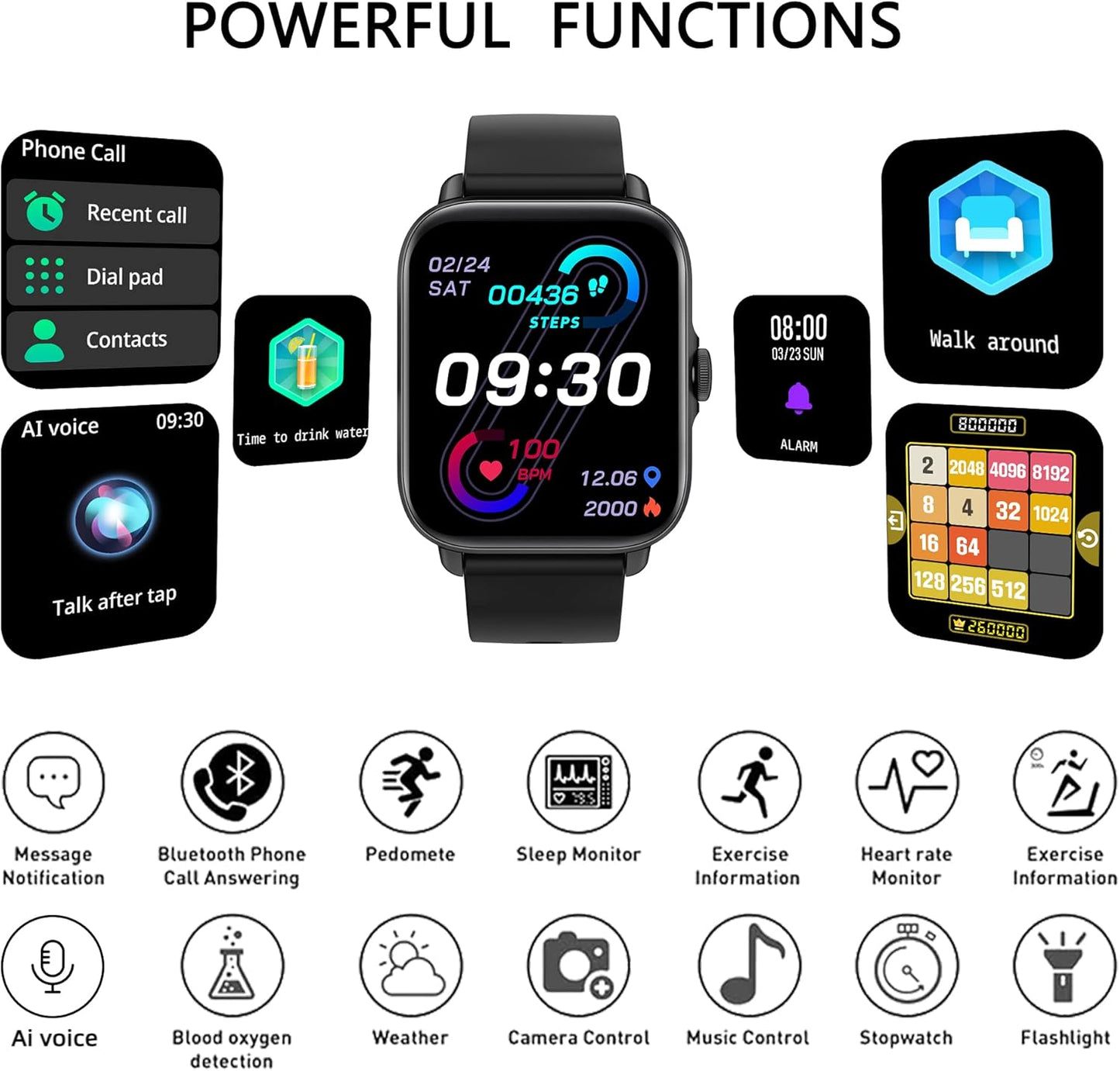 Smart Watch (Answer/Make Call), 1.7" Smartwatch Fitness Tracker for Android and iOS Phones with Heart Rate Sleep Tracking, 28 Sport Modes, Blood Oxygen, Ai Voice Control,Fitness Watch for Women Men