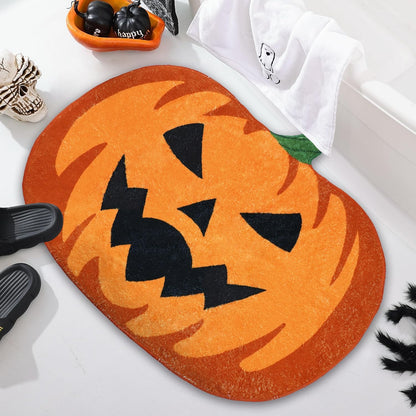 Halloween Bath Mat Irregular Shaped Bat Bathroom Rug for Kids Non-Slip Absorbent Washable Bedside Rug Bedroom Decor Entrance Door Mat for Shower Room and Bathtub Large