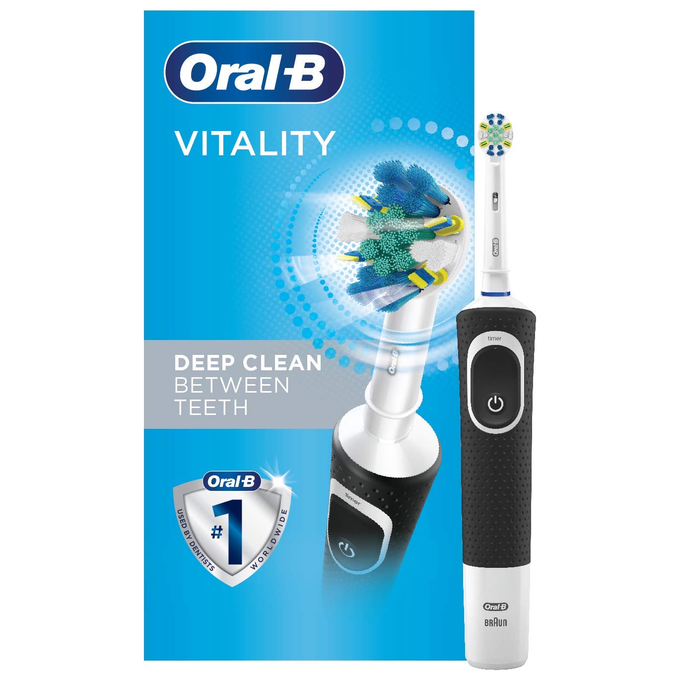 Oral-B Vitality FlossAction Electric Toothbrush with Replacement Brush Head, Black