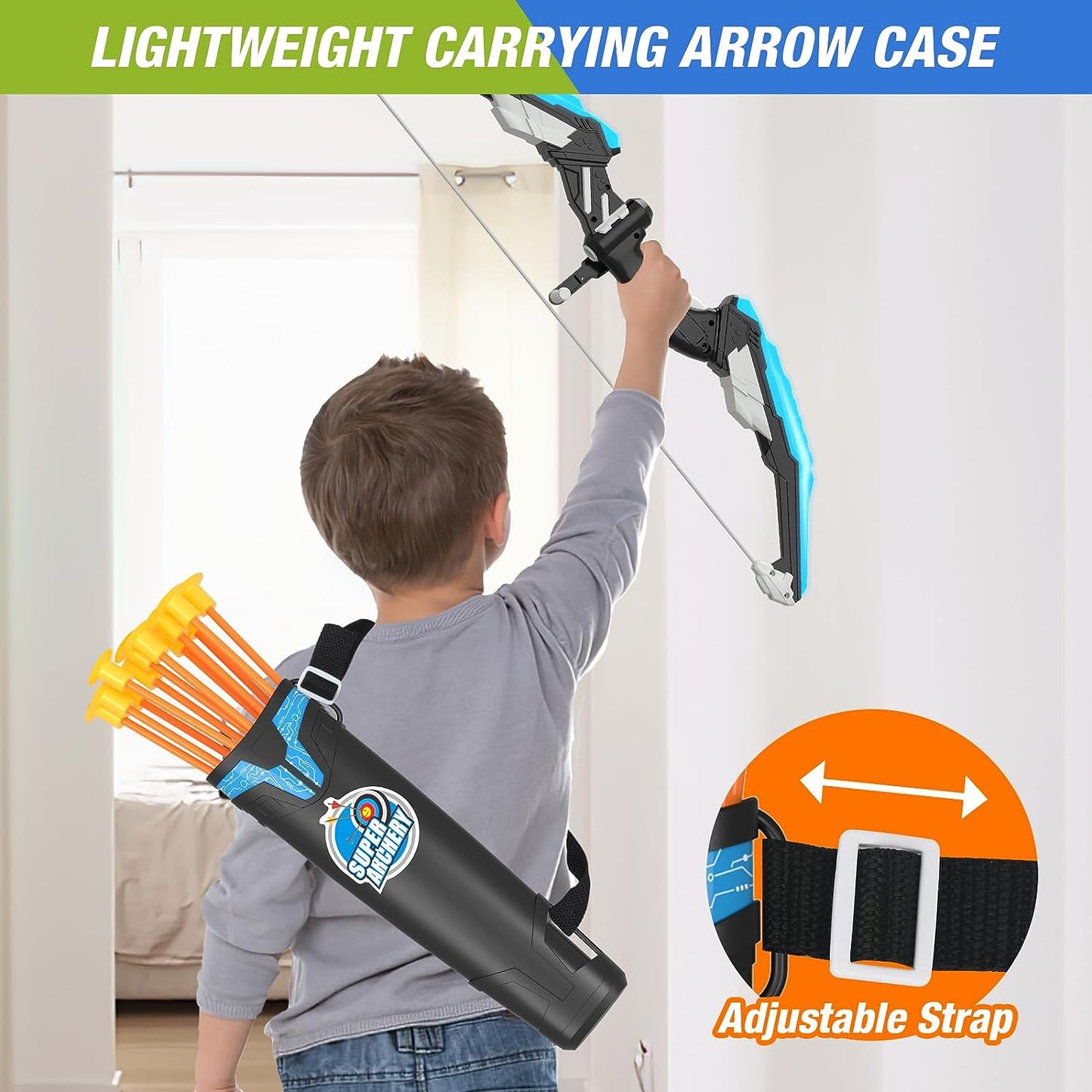 2 Pack Bow and Arrow for Kids, LED Light Up Archery Set with 12 Suction Cup Arrows, 1 Standing Target, 3 Score Targets & 1 Quiver, Indoor Outdoor Sport Gifts for Boys Girls Ages 4-12