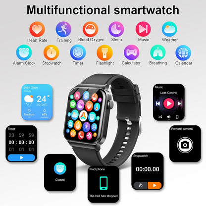 Smart Watch for Men Women, 1.85" Smartwatch (Answer/Make Call), IP68 Waterproof Fitness Tracker, 100+ Sport Modes, Heart Rate and Sleep Monitor, Pedometer, Smartwatches for Android iOS, Deep Black