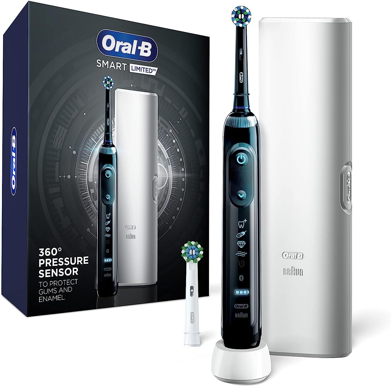 Oral-B Pro Smart Limited Power Rechargeable Electric Toothbrush with (2) Brush Heads and Travel Case, Black