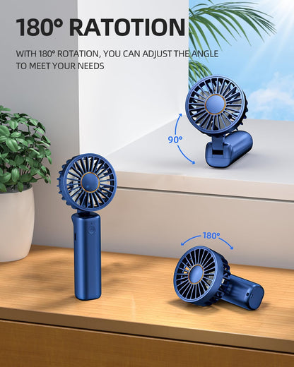 FrSara Portable Handheld Fan, Mini Desk Fan, Multi-Function Fan, 2000mAh Ultra-Long Battery Life, Ultra-Quiet, 3-Speed Adjustment(Blue)