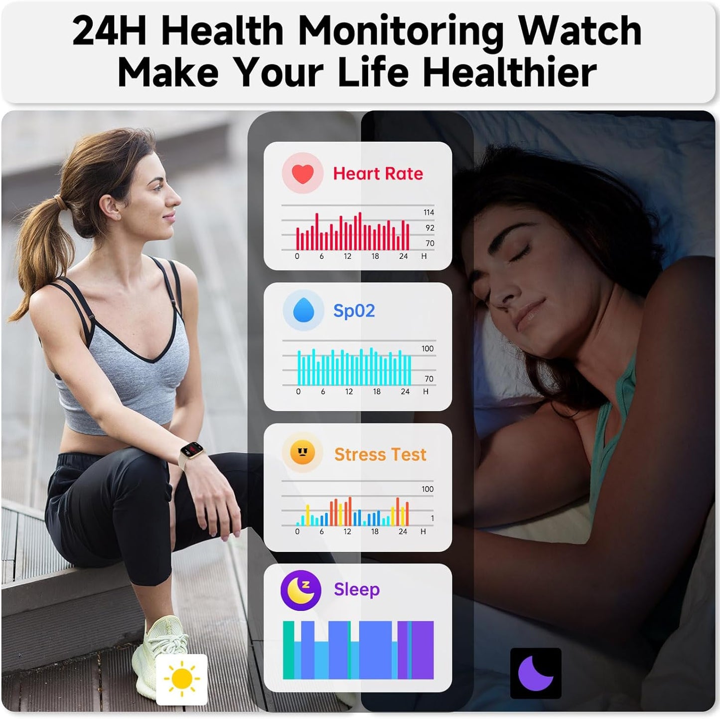 Smart Watch for Men Women,Alexa Built-in Smartwatch(Answer/Make Calls),1.83" HD Fitness Tracker,IP68 Waterproof 100+ Sport Mode Activity Tracker,Heart Rate SpO2 Sleep Monitor,iOS Android Compatible