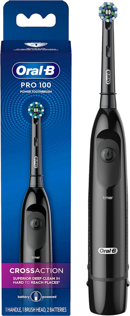 Oral-B Pro 100 CrossAction, Battery Powered Electric Toothbrush, Black