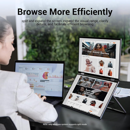 InnoView Laptop Screen Extender 15.6" Dual Monitors (Wins/Mac) Stacked Foldable Triple Monitor 1080P Portable Monitor for Laptop 90°/180° Automatic Rotation