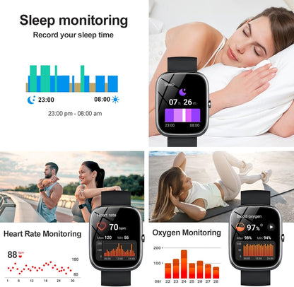 Smart Watch for Men/Women with Call/Text Reminder, Smartwatch 1.91" Touch Screen, Fitness Watch 113+ Sport Mode, Fitness Tracker Heart Rate/Sleep/Spo2/Steps Monitor, Activity Tracker for Android iOS