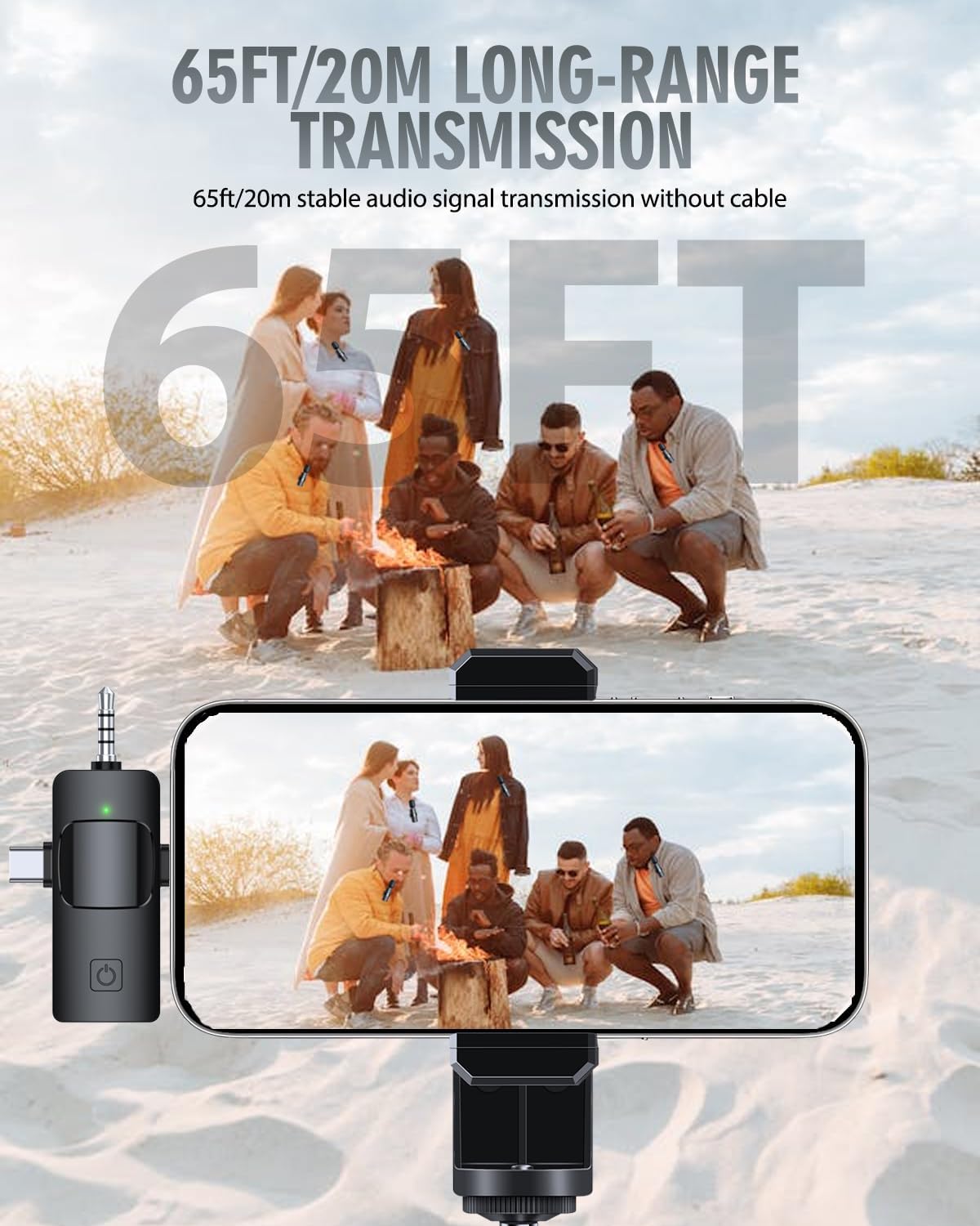 PQRQP 3 in 1 Wireless Microphone for iPhone, Android, Camera, USB-C Microphone, Wireless Lavalier Microphone, Mini Microphone, Noise Canceling Lapel Mic for Interview Video Podcast Vlog YouTube