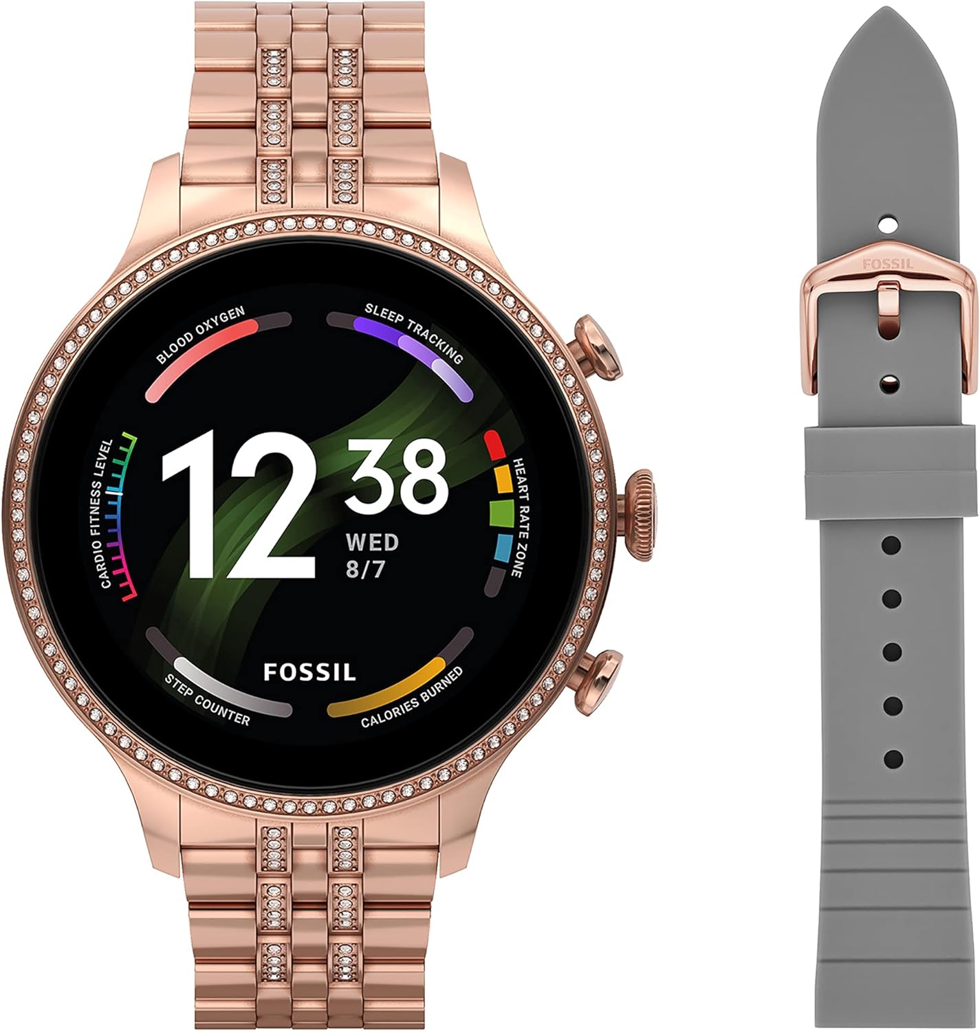 Fossil Gen 6 42mm Touchscreen Smart Watch for Women with Alexa Built-In, Fitness Tracker, Activity Tracker, Sleep Tracker, GPS, Speaker, Music Control, Smartphone Notifications