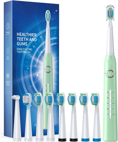 Electric Toothbrush for Adults with 8  , Sonic Electric Toothbrush with 40000 VPM Deep Clean 5 Modes, Rechargeable Toothbrushes Fast Charge 4 Hours Last 30 Days