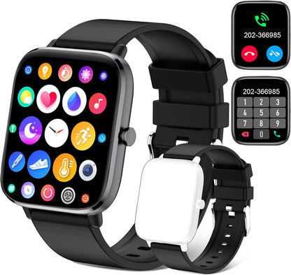 Smart Watch Full Touch Smart Watches for Android iOS Phones Compatible (Answer/Make Call) Smart Fitness Tracker Watch for Women Man Waterproof Smartwatch with Sleep/Heart Rate/sports/Step (Black)