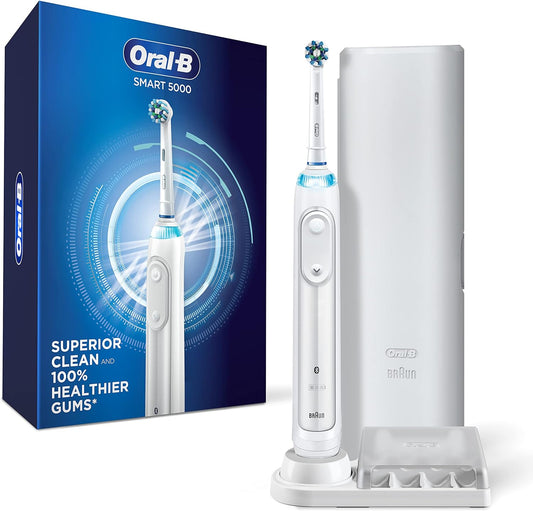 Oral-B Pro 5000 Smartseries Power Rechargeable Electric Toothbrush with Bluetooth Connectivity, White Edition