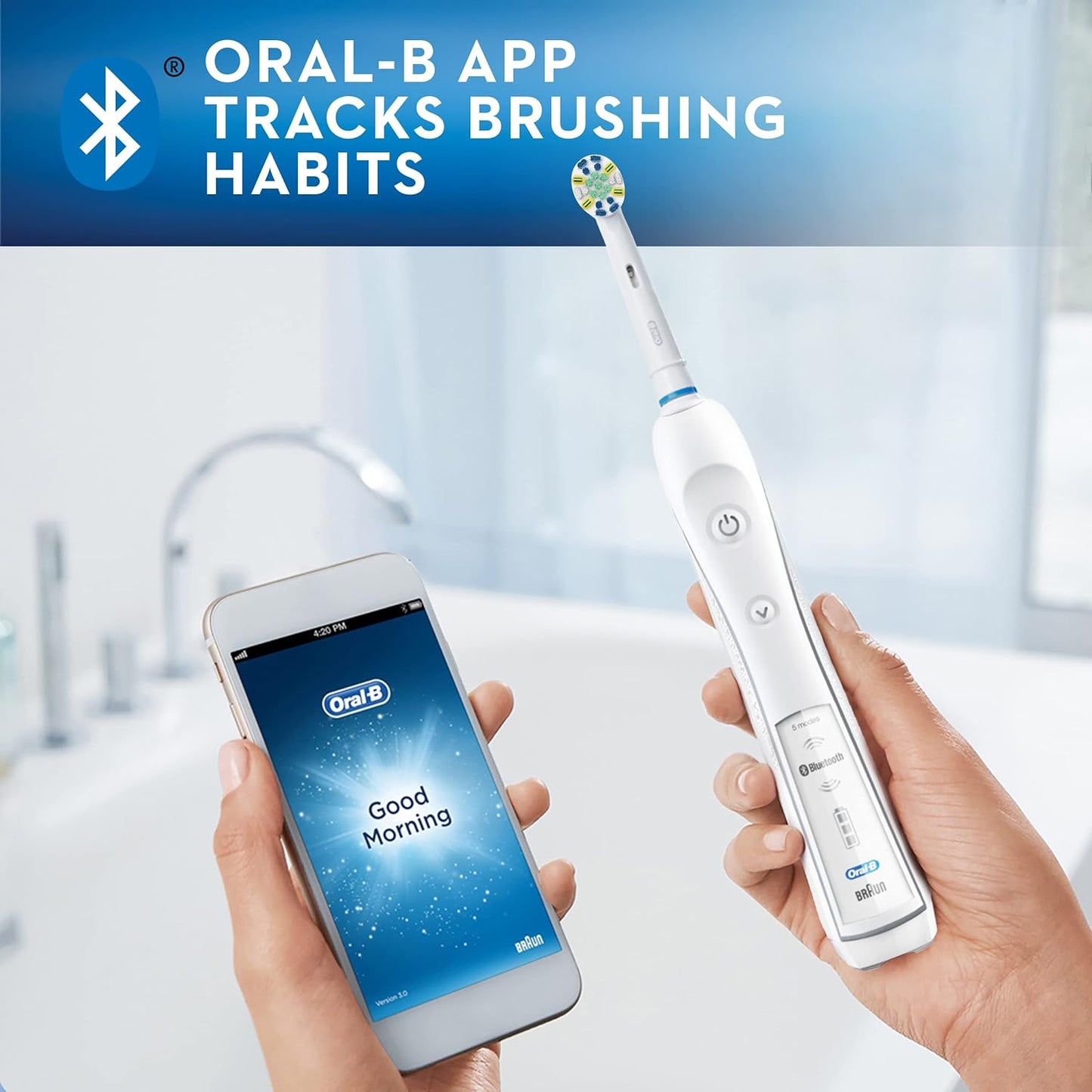 Oral-B Pro 5000 Smartseries Power Rechargeable Electric Toothbrush with Bluetooth Connectivity, White Edition