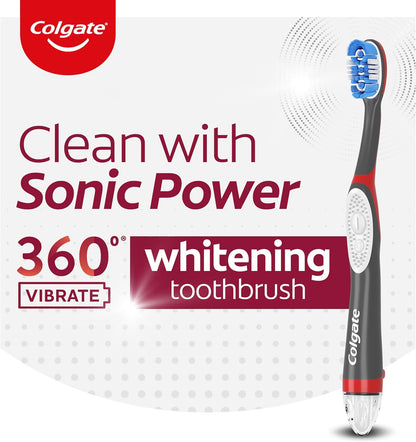 Colgate 360 Optic White Battery Powered Sonic Toothbrush, Soft, 1 Pack