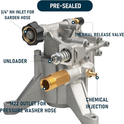 Hourleey 7/8" Shaft Vertical Pressure Washer Pump, 3400PSI 2.5GPM, Replacement Pump for Power Washer Kit, Compatible with Honda, Simpson, RYOBI, Briggs & Stratton, Subaru, Craftsman