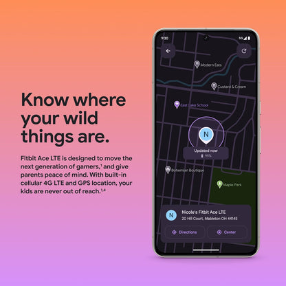 Fitbit Google Ace LTE - Kids Smartwatch with Call, Message, GPS, and Activity-Based Games, Ace Pass data plan required - Spicy - Moovin