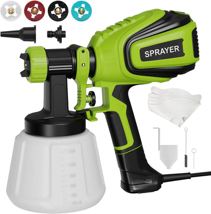 Paint Sprayer, 700W HVLP Spray Gun with Cleaning & Blowing Joints, 4 Nozzles and 3 Patterns, Easy to Clean, for Furniture, Cabinets, Fence, Walls, Door, Garden Chairs etc. VF803