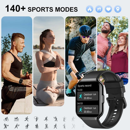 Smart Watch (Answer/Make Call) , 1.96" HD Touch Screen Smartwatch for Men Women, Fitness Watch with Heart Rate/Sleep/SpO2 Monitor, IP68 Waterproof, 140+Sport Mode Activity Trackers for Android iOS