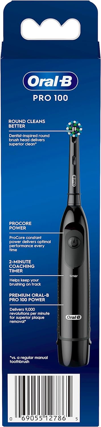 Oral-B Pro 100 CrossAction, Battery Powered Electric Toothbrush, Black