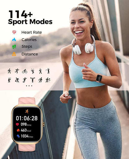 Smart Watches for Women, 2.06" HD AMOLED Screen Smartwatch (Answer/Make Calls), 24/7 Heart Rate Blood Pressure Blood Oxygen Sleep Monitor, IP68 Waterproof 114+ Sport Mode Fitness Watch Android iOS