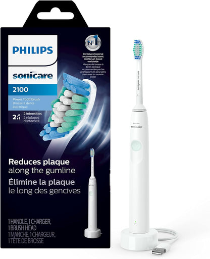 PHILIPS Sonicare 2100 Power Toothbrush, Rechargeable Electric Toothbrush, White Mint, HX3661/04