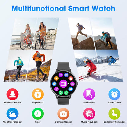 Smart Watch for Men Women (Answer/Make Calls), Smartwatch for Android iPhone, 1.39" Fitness Tracker with Heart Rate Blood Oxygen Sleep Monitor Pedometer (Black)