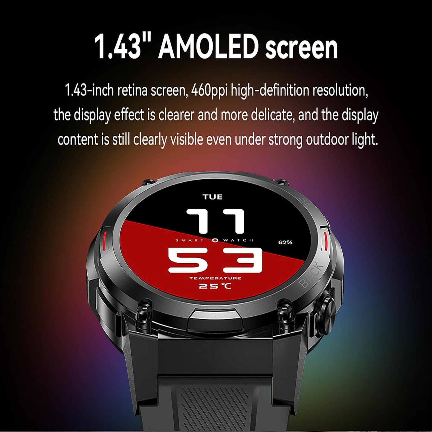 Gard Pro Ultra 2+ Smartwatch, 1.43" AMOLED Military Smart Watches for Men(Answer/Make Call), 400mAh IP68 Fitness Tracker with Heart Rate, Sleep Monitor with NFC for iOS Android (Black)