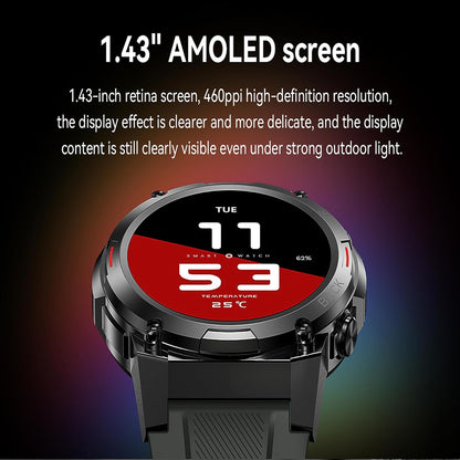 Gard Pro Ultra 2+ Smartwatch, 1.43" AMOLED Military Smart Watches for Men(Answer/Make Call), 400mAh IP68 Fitness Tracker with Heart Rate, Sleep Monitor with NFC for iOS Android (Black)