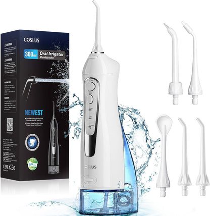 Water Dental Flosser Teeth Pick: Portable Cordless Oral Irrigator 300ML Rechargeable Travel Irrigation Cleaner IPX7 Waterproof Electric Waterflosser Flossing Machine for Teeth Cleaning F5020E