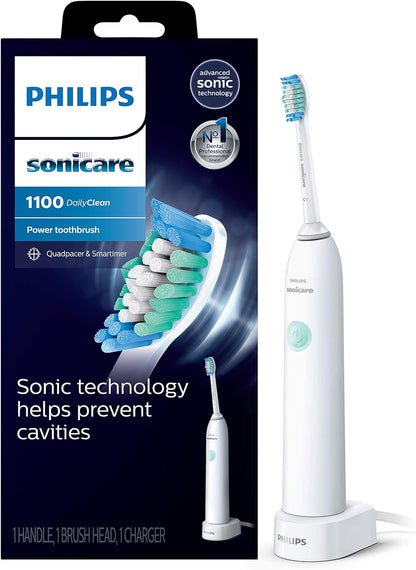 PHILIPS Sonicare 1100 Power Toothbrush, Rechargeable Electric Toothbrush, White Grey HX3641/02