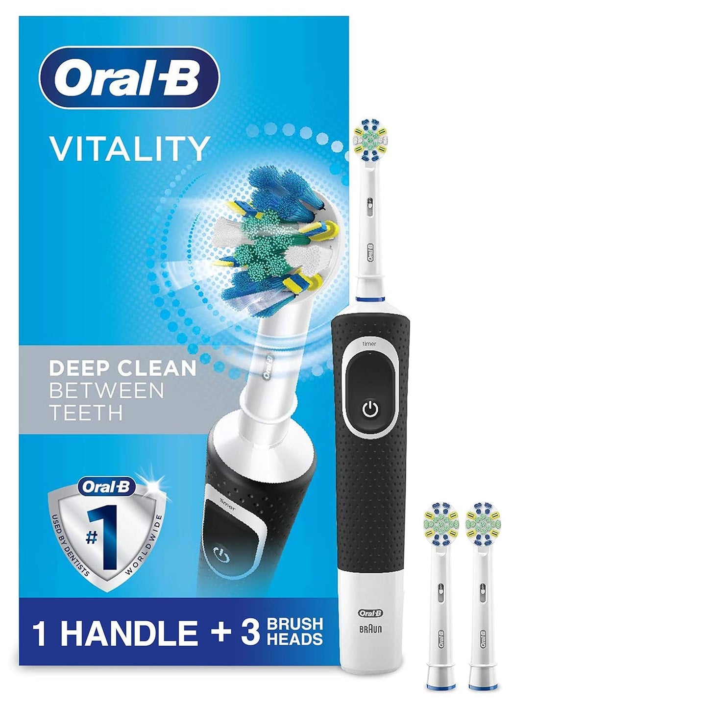 Oral-B Vitality FlossAction Electric Toothbrush with Replacement Brush Head, Black