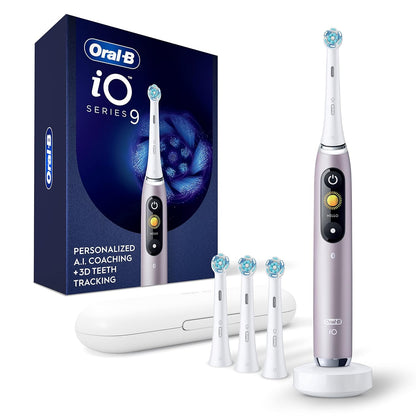 Oral-B iO Series 9 Electric Toothbrush with 3 Replacement Brush Heads, Black Onyx