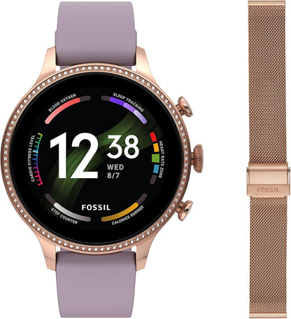 Fossil Gen 6 42mm Touchscreen Smart Watch for Women with Alexa Built-In, Fitness Tracker, Activity Tracker, Sleep Tracker, GPS, Speaker, Music Control, Smartphone Notifications