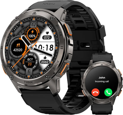 KOSPET Smart Watch for Men, 60 Days Extra-Long Battery, 50M Waterproof for Swimming, Rugged Military Full Metal Body Smartwatch, 1.43” AMOLED Always-On Display Fitness Watch（Answer/Make Calls）AI Voice