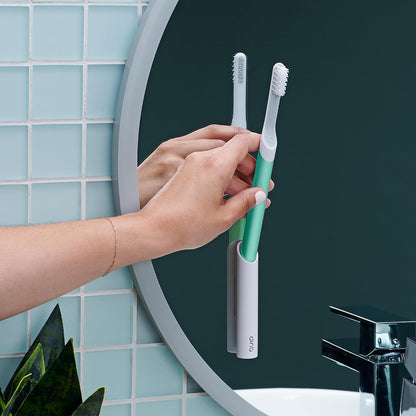 Quip Sonic Toothbrush for Adults - Timed Electric Toothbrush with Cover - Replaceable Brush Head, Soft Bristles, Plastic Handle, 3 Month Battery Life - Travel Toothbrush - Green