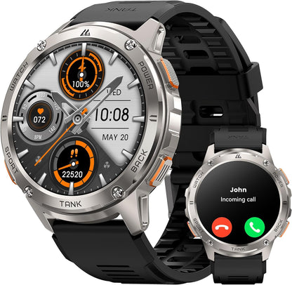 KOSPET Smart Watch for Men, 60 Days Extra-Long Battery, 50M Waterproof for Swimming, Rugged Military Full Metal Body Smartwatch, 1.43” AMOLED Always-On Display Fitness Watch（Answer/Make Calls）AI Voice