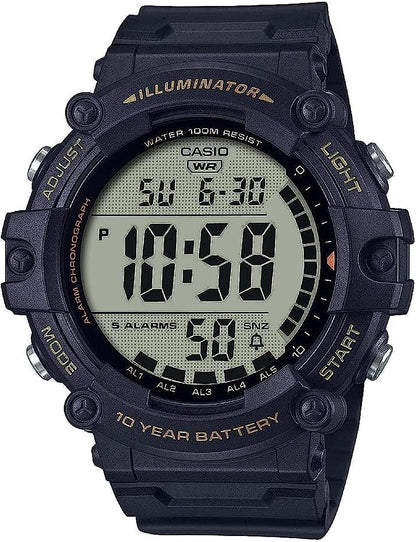 Casio Illuminator AE1500WH Series | 10-Year Battery | LED Backlight | 5-Alarms | 1/100 Sec Stopwatch | Men's Digital Watch