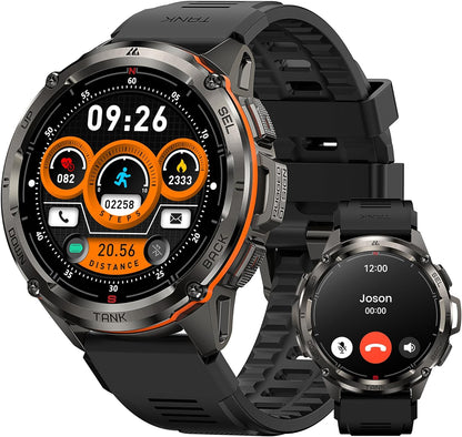 KOSPET Smart Watch for Men, 60 Days Extra-Long Battery, 50M Waterproof for Swimming, Rugged Military Full Metal Body Smartwatch, 1.43” AMOLED Always-On Display Fitness Watch（Answer/Make Calls）AI Voice