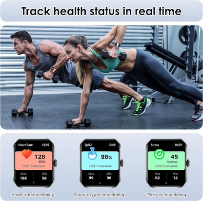 IOWODO Smart Watch(Answer/Make Call), 1.85" Smartwatch for Men Women, 100+ Sport Modes, Pedometer, IP68 Waterproof Fitness Tracker, Heart Rate/Sleep Monitor, Smart Watches for Android & iOS (2 Straps)