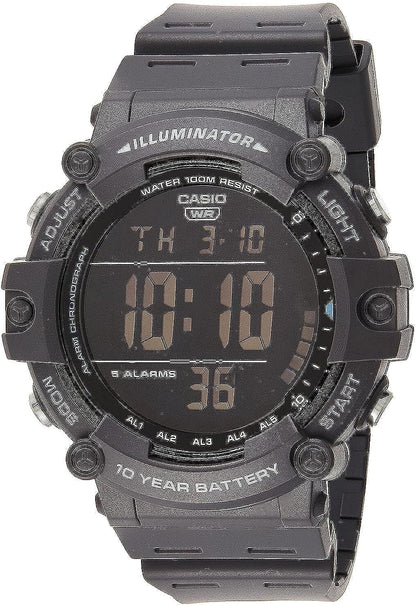 Casio Illuminator AE1500WH Series | 10-Year Battery | LED Backlight | 5-Alarms | 1/100 Sec Stopwatch | Men's Digital Watch