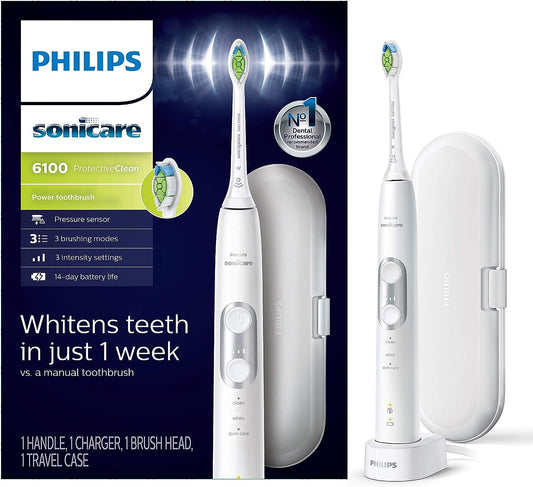 Philips Sonicare ProtectiveClean 6100 Rechargeable Electric Power Toothbrush, White, HX6877/21