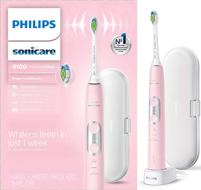 Philips Sonicare ProtectiveClean 6100 Rechargeable Electric Power Toothbrush, White, HX6877/21