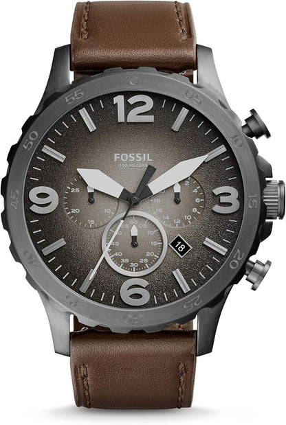 Men's Watch with Oversized Chronograph Watch Dial and Stainless Steel or Leather Band