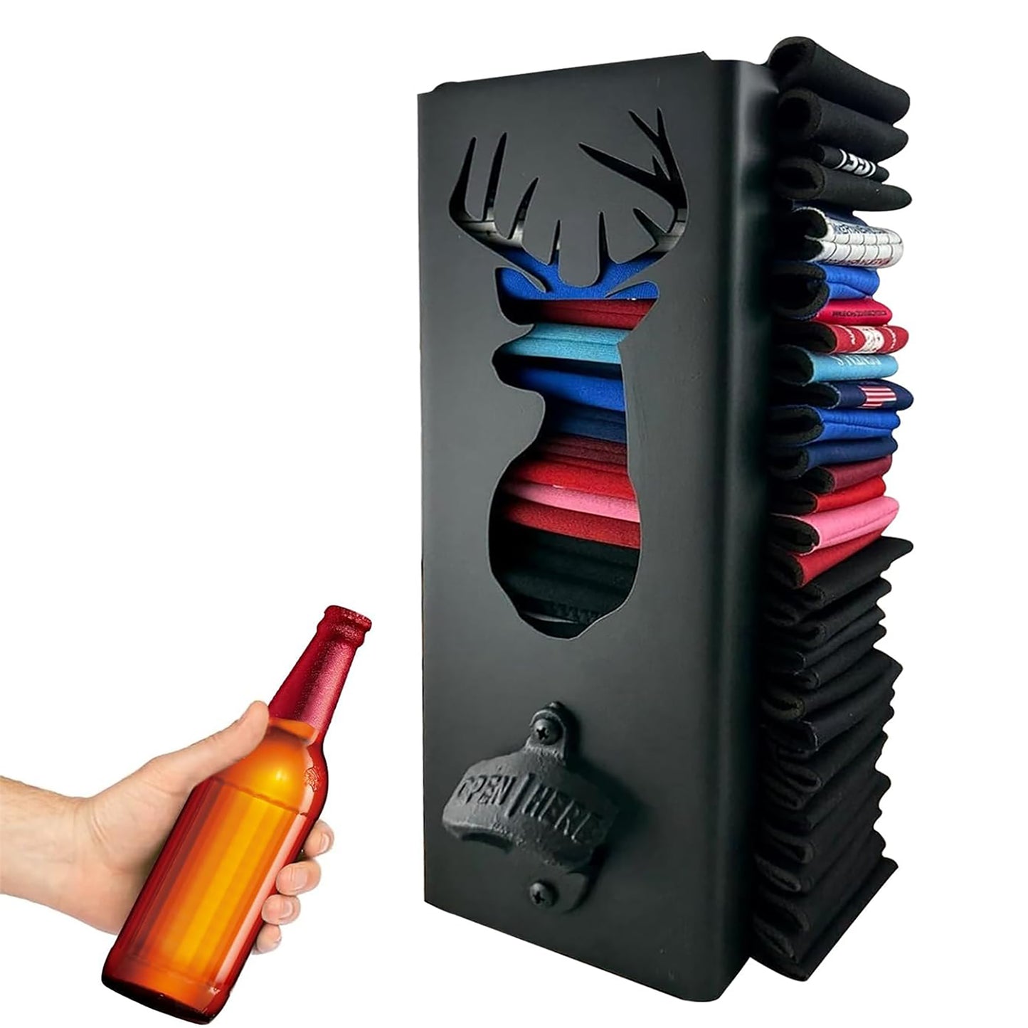 Can Cooler Holder with Bottle Opener, Wall Mounted Can Cooler Holder, 2 in 1Can Cooler Holder,Opener with Can Holder for Beer Drinker